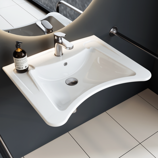 Νιπτήρας Μπάνιου ΑΜΕΑ Κρεμαστός 60x50cm Cerastyle 017100-U Λευκός